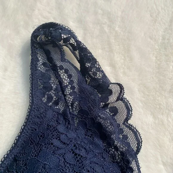 Lucky Brand Navy Blue Lace Bralette Size L Lightly Padded - Picture 5 of 10